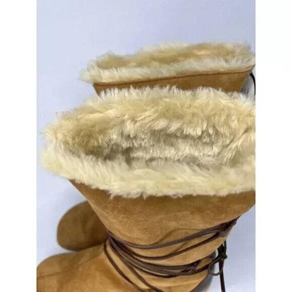 NWT SANTANA Canada Womens 6M Mid Calf Chestnut Brown Suede Boots Lace Waterproof - Picture 6 of 11